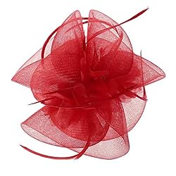 Tocado pelo boda flor con plumas color rojo