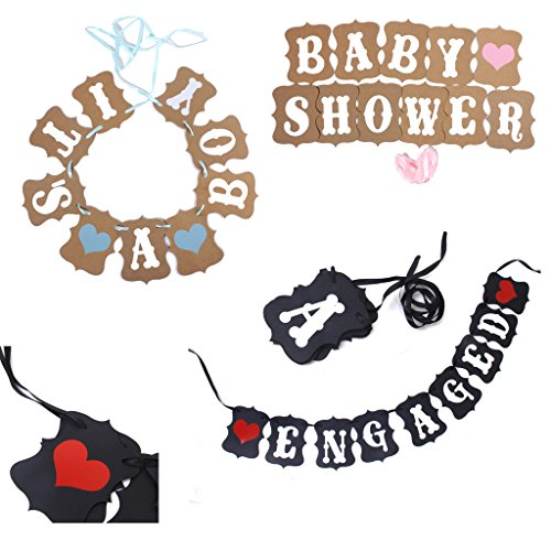 3 M Vintage Style Baby Dusche Hochzeit Party Geburtstag Wimpelkette Banner hängende Dekoration Girlande Papier & Band, khaki, LOVE IS SWEET - 3
