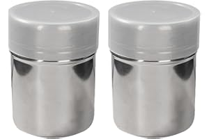 LYRAMIS 2Pièces Saupoudreuse Sucre Glace,Cacao en Poudre Sucrier de à Inoxydable Saupoudrer Acier Bouilloire Distributeur Fer La Sirop économiseur,Poudreuse Poudrier Tamiseur,pour Chocolat Epice Perlé Farine