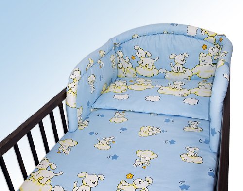 2 Piece/Pc BABY BEDDING SET COT BED QUILT/DUVET PILLOW CASE COVER 135x100 (Puppy Blue)