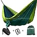 Produktbild Extsud Outdoor Camping Hängematte Parachute Hängematte aus Nylongewebe Reisen Hängematten Doppel schnell trocknend Hängematte belastbar bis 200 kg 275*140 cm Apfelgrün/Dunkelgrün