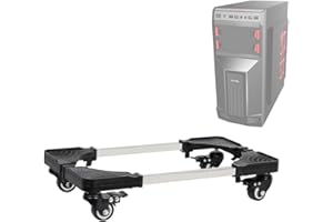 Adromy CPU Ständer, Computer Tower Ständer mit Rädern für PC Computer Gehäusehalter Halterung Desktop Hauptrahmen Lagerregal mit 4 Stahl Rollen - Schwarz