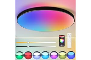 Lampa sufitowa LED CANMEIJIA IP44, 12 cali, 24 W, inteligentne oświetlenie sufitowe RGB, ściemnialne z pilotem, oświetlenie łazienkowe, 3000-6500 K, 2520 lm, do salonu, sypialni, kuchni