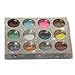 Honearn 12 Mix Colours Glitter Pots Nail Art Makeup Decoration Powder Set