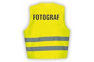 Fassbender-Druck WARNWESTEN - Sicherheitsweste GELB Warnweste nach EN ISO 20471 zertifiziert - Warn Weste FOTOGRAF - Unisex mit hochwertigem Reflektorstreifen