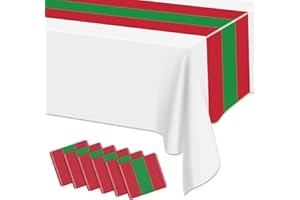 APUXXJUPA Christmas Table Runner - 6 Pcs Red and Green Striped Table Runners for Ugly Sweater Party Decorations Xmas Winter Party Supplies, 35 x 274 cm