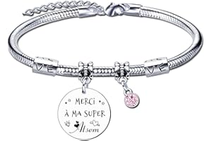 LUODAN Cadeau Atsem Bracelet,Cadeau Maitresse D Ecole Fin D Annee Cadeau Atsem Cadeau Directrice D'école Fin D'année Cadeau Assistante Maternelle Cadeau Maître D'école Fin D'année Idée
