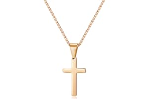 MUERDOU Cross Pendant Necklace for Men Women Boy Girl Silver Gold Black 316L Stainless Steel Christian Jewellery
