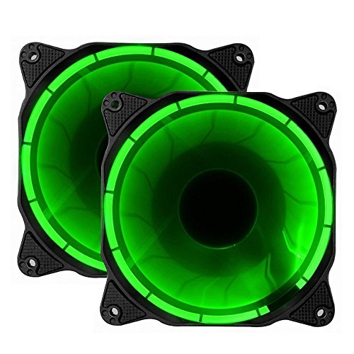 EZDIY-FAB Ventola da 120 mm,LED Ventola,Ventole per Case,Due Package Verde-3 Pin