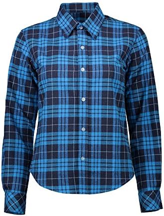 Sepbear Womens Classics Checked Flannel Long Sleeve Cotton Shirt Plaid Blouse Tops
