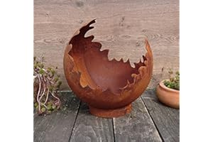 TERRACOTTA-TOEPFE-DE Feuerkugel / Pflanzkugel 30 cm aus Metall - Das Original !! 2mm dick !! - hergestellt in der EU- Edelrost Rost mit Standring