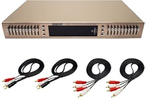 Toplionace EQ665 Stereo Equalizer, 220V HiFi Home EQ Equalizer Dual-10 Band-Stereo Höhen Alt Bass Regelung mit Integriertem Bluetooth (EQ665, Golden)