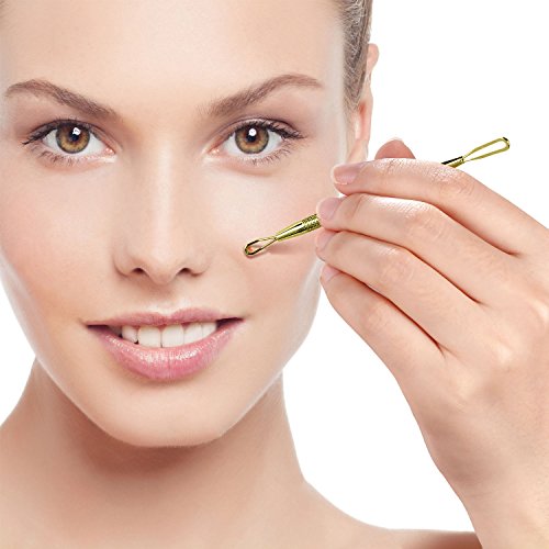 BESTOPE 5 Stücke Mitesserentferner mit Lederhülse -Komedonenquetscher Set aus Edelstahl -Elegant Nagelhautschieber Werkzeug Risikofrei gegen Pickel Whiteheads Akne Extraktoren für Gesundheit Behandlung - 7