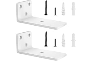 YFCVIP 2 Piezas Escuadras Para Estanterias, Soporte Baldas Pared, Escuadras Metalicas Invisibles, Soporte Estantería Metal con Tornillossado para Fácil Montaje en Pared (10cm, Blanco) 4in