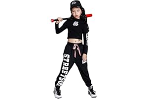 LOLANTA Mädchen Hip Hop Kleidung, Kinder Street Dance Outfit, kurzes T-Shirt, Baggy Jogginghose Tanzkleidung