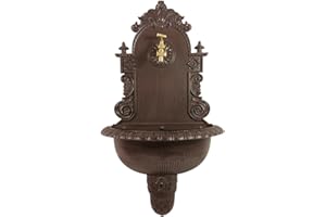 ‎ZEITZONE Wandbrunnen Antik-Stil Waschbecken mit Wasserhahn Nostalgie Metall Braun