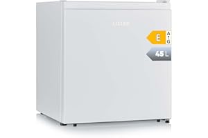 Severin Mini Réfrigérateur Mini Bar, Pose Libre, Largeur 44,5 cm, 45 Litres, Compartiment froid 5 Litres, Classe énergétique E, Porte réversible, 80 kWh/an, 40 dB, Blanc, KB 8884