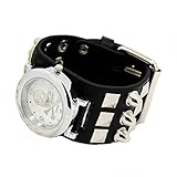 Armbanduhr Quartzuhr Bikeruhr Lederarmband Totenkopf Skull Niete schwarz