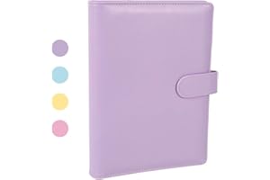 falllea A5 PU Leather Ring Binder, Refillable 6 Round Ring Binder Cover, Business Notebook Binder Notepad and Meeting Notebook, Travel Writing Notebook Diary Binder Cover(Purple)