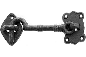 LB H&F Türriegel antik Look Sperrriegel für Tür massiv Gusseisen mit befestigter Schlaufe Vintage Deko Metall Gartendeko (Antik)