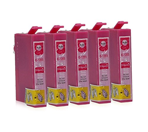 5 Druckerpatronen kompatibel zu Epson T1283 (Magenta) passend für Epson L-355 Stylus Office-BX-305-F Office-BX-305-FW Office-BX-305-FW-Plus S-22 SX-125 SX-130 SX-230 SX-235 SX-235-W SX-420 SX-420-W SX-425-W SX-430 SX-430-W SX-435-W SX-438-W SX-440 SX-440-W SX-445-W