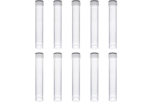 HugeDE 10 Pcs 10ml Plastic Test Vials Small Graduated Tubes Laboratory Vials Liquid Sample Tubes Clear Lab Tubes with Screw Caps for Scientific Experiments