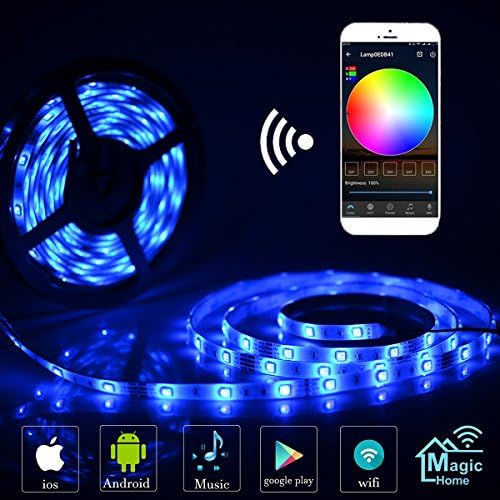 simfonio LED Light Works with Alexa, WiFi Smartphone Wireless Controlled LED Strip Light Kit [Energy Efficiency Class A + + +] alexa-150leds RGB