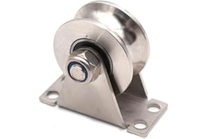 feedal 304 Stainless Steel 2" Sliding Gate Roller Wheel Bearings U Groove Heavy Duty Pulley Wheels for Wheel Track Rail Sliding Sate with Bracket, Loading Capacity 660 lbs