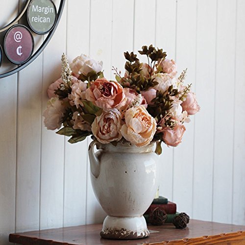 Luyue Schön Künstlich Blumen Pfingstrosen Künstliche Blume Blumenstrauß Für Hochzeit Party Fest Haus Büro Bar Dekor Rosa - 7