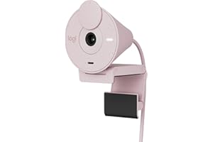 Logitech Brio 300 Full HD Webcam, obturador de privacidad, micrófono con reducción de ruido, USB-C, certificada Zoom, Microsoft Teams, Google Meet, corrección automática de luz, Streaming - Rosa
