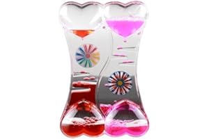 VIRTUENITY Liquid Sensory Spinning Motion Timer for Autism, Sensory Needs, ADHD, Stress Relief, Anxiety. Autism Toy and Special Needs Sensory Fidget. Pink & Red