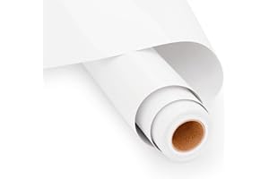 UIOK Vinile Termoadesivo per Tessuti, 30.5 x 365.7cm Vinile Termoadesivo Bianco Termovinile per Tessuti, HTV Vinile Termico per T-shirt, Altri Tessuti, Facile Da Tagliare (Bianco)
