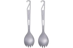 iBasingo Cuillère Spork 3 en 1 en Titane avec Décapsuleur Vaisselle D'extérieur Couverts De Camping Couverts De Pique-Nique Ustensiles De Voyage avec Sac à Cordon