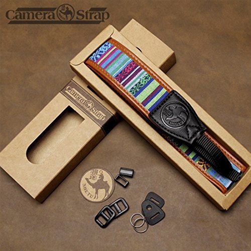 JOL Sangle pour appareil photo    motifs multicolores bandouli  re Courroie de cou dragonne r  glable en n  opr  ne pour DSLR Canon FUJI Fujifilm Leica Nikon Pentax Olympus Sony Panasonic Pentax Samsung Sigma - ADAPTOUT MARQUE FRAN  AISE