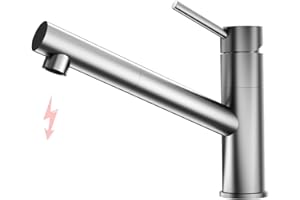 DETBOM Niederdruck Armatur Küche Edelstahl 304, Küchenarmatur mit Brause Ausziehbar Magnet Andocken,Mischbatterie Küche mit 3 Anschlüssen, Wasserhahn Küche für Boiler(Untertischgeräte)