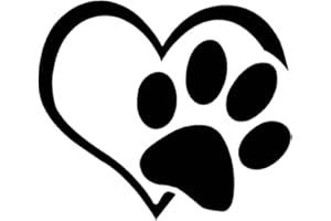 HMKAUFEN Adesivo per Auto, a Forma di Zampa con Cuore, Resistente all’autolavaggio, Nero.