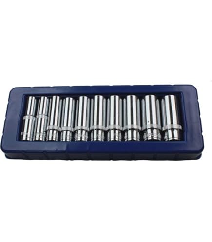 Draper 16400 vierkante aandrijfbus 10 stuks set op metalen rail, 3/8 lengte