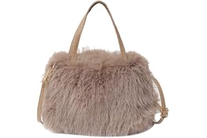 Ulisty Damen Klein Kunstfell Fuchs Pelz Tote Tasche Mini Pelzige Henkeltaschen Plüsch Schultertasche Umhängetasche Handtasche