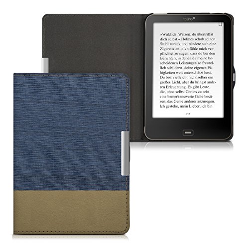 kwmobile Hülle für Tolino Vision 1 / 2 / 3 / 4 HD - Flipcover Case eReader Schutzhülle - Bookstyle Klapphülle Blau Braun