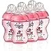 New Kid Tommee Tippee Closer to Nature 260ml Pink Decorated Baby Feeding Bottles 6 Pack