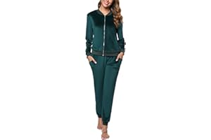 Irevial Tuta Sportiva Donna Velluto Tuta da Ginnastica Due Pezzi Casual Casa Pigiama Set con Giacca a Zipper e Pantaloni Lunghi Primavera Autunno Training Sportwear Comoda