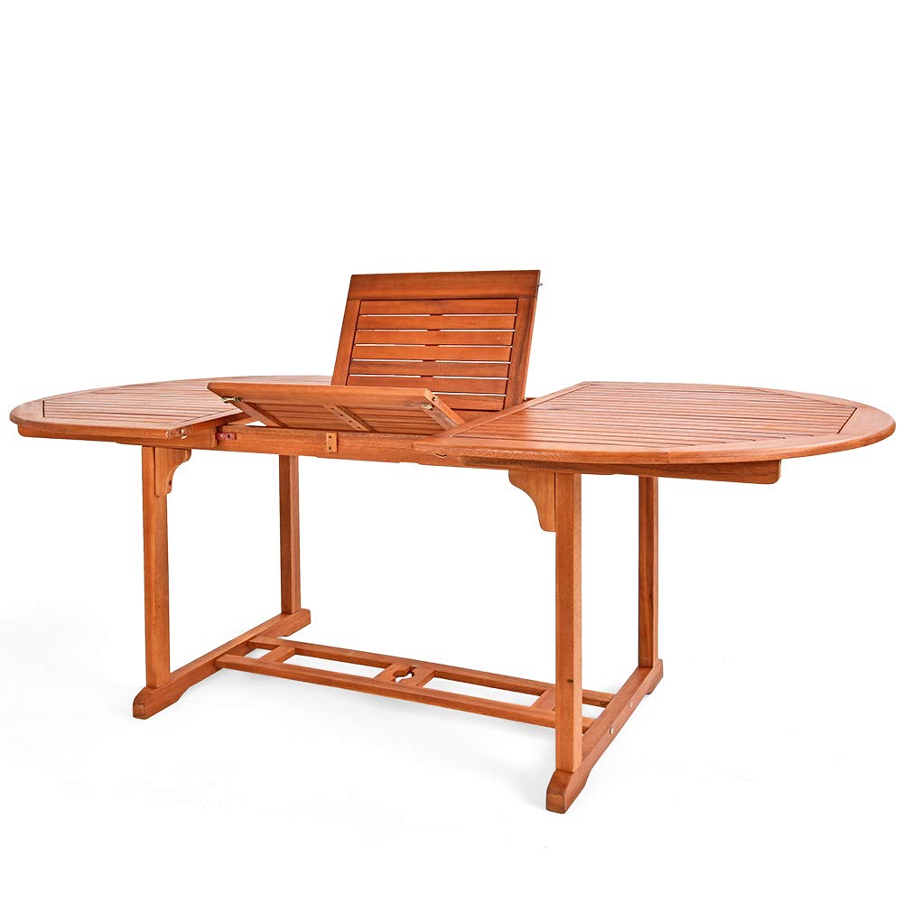 Casaria Gartentisch Ausziehbar Wetterfest Klappbar 200x100x75cm Eukalyptus Holz FSC® Sonnenschirmhalterung Garten Balkon Terrasse Veranda Tisch Braun – Bild 4