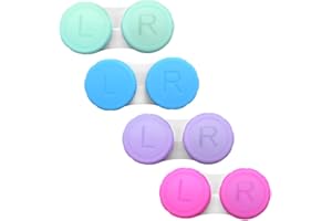 LICQIC 4 Packs Contact Lens Cases with Left/Right Caps, Contact Lenses Holder Box, Portable Leak-Proof Contact Lens Container for Home Travel Outdoor, 4 Colors