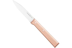 Opinel - N°126 Couteau d’Office Parallèle - Lame 8 cm en Acier Inoxydable - Manche en Bois de Hêtre - Idéal pour Peler, Couper, Émincer - Garantie à Vie