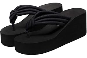 Holibanna Zapatillas de Plataforma de Tacón Alto para Mujer Sandalias de Playa Negras Anudadas Antideslizantes Chanclas para Mujer