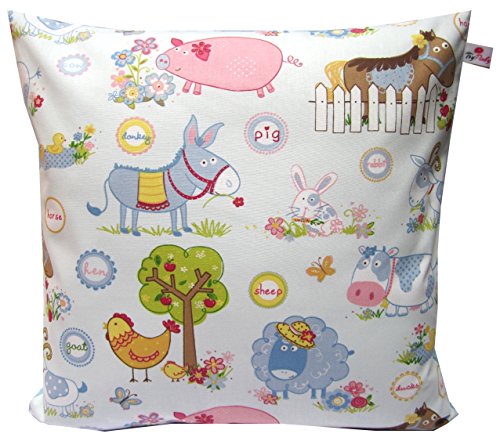 TryPinky TR-2014-31 Kissenhülle Bauernhof Tiere Kuh Schwein Pferd, 40 x 40 cm