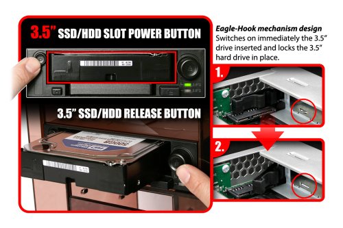 Icy Dock DuoSwap MB971SP-B – SATA Hot Swap Wechselrahmen für 2,5 Zoll (6,4cm) und 3,5 Zoll (8,9cm) SSD/HDD in 1x 5,25 Zoll (13,3cm) – Trägerlos - 5