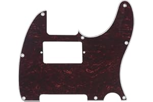 Musiclily 8 Hole Guitar Tele Pickguard Humbucker HH for USA/Mexican Made Fender Standard Telecaster Modern Style,4Ply Red Tortoise