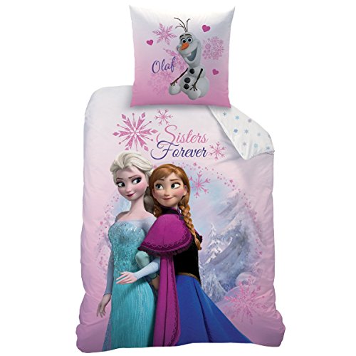 CTI 43999 Bettwäsche Frozen/Eiskönigin Pink Mountain Linon 135x200+80x80cm