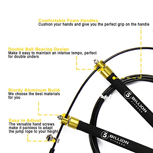 PROCIRCLE® Springseil Speed Jump Rope – Aluminium – Verstellbar mit Kugellager – Workout für Double Unders, Cross Fitness, WOD, Outdoor, MMA & Boxing Training - 3